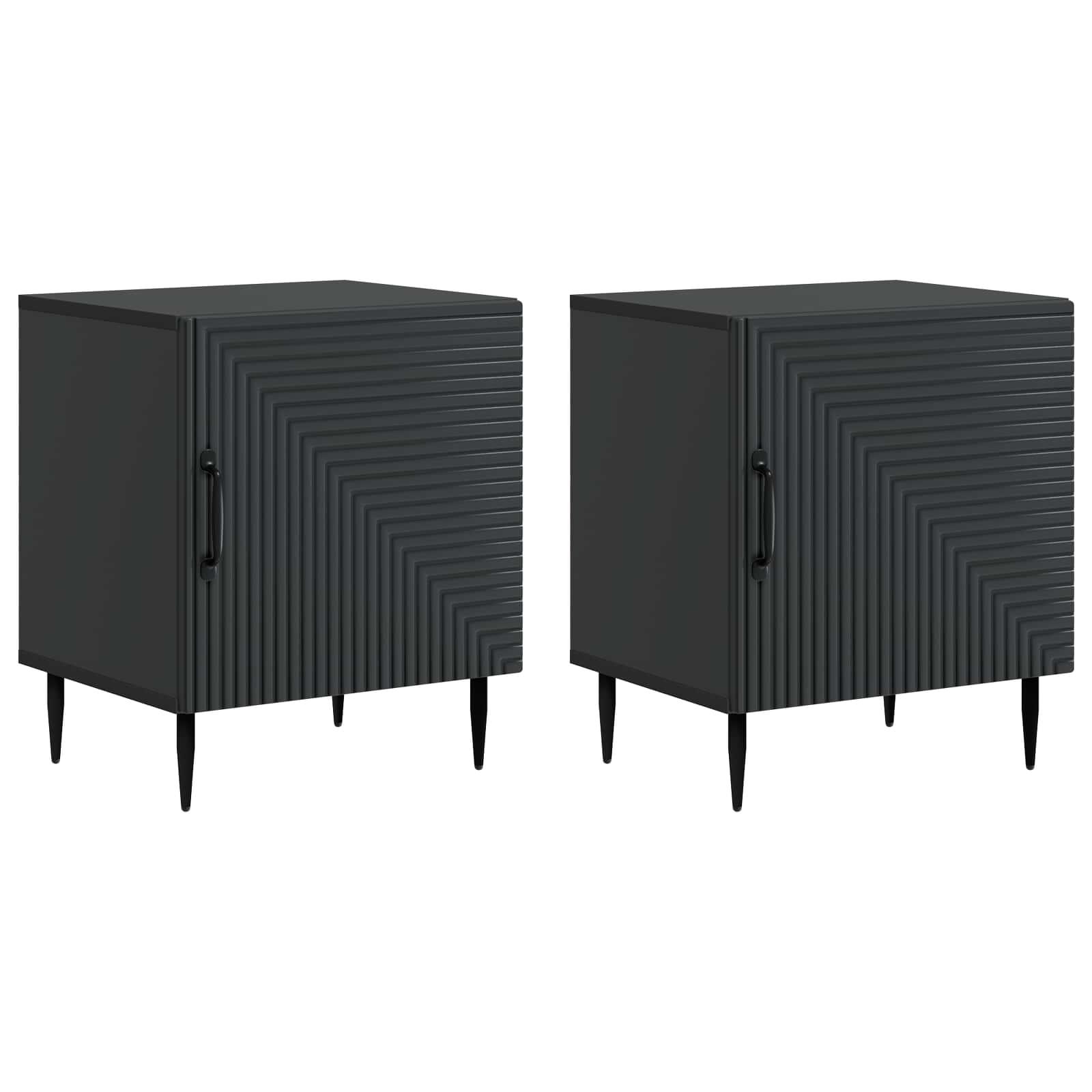 Natskab 2 stk Sort 43 x 34,5 x 50 cm Konstrueret træ billede