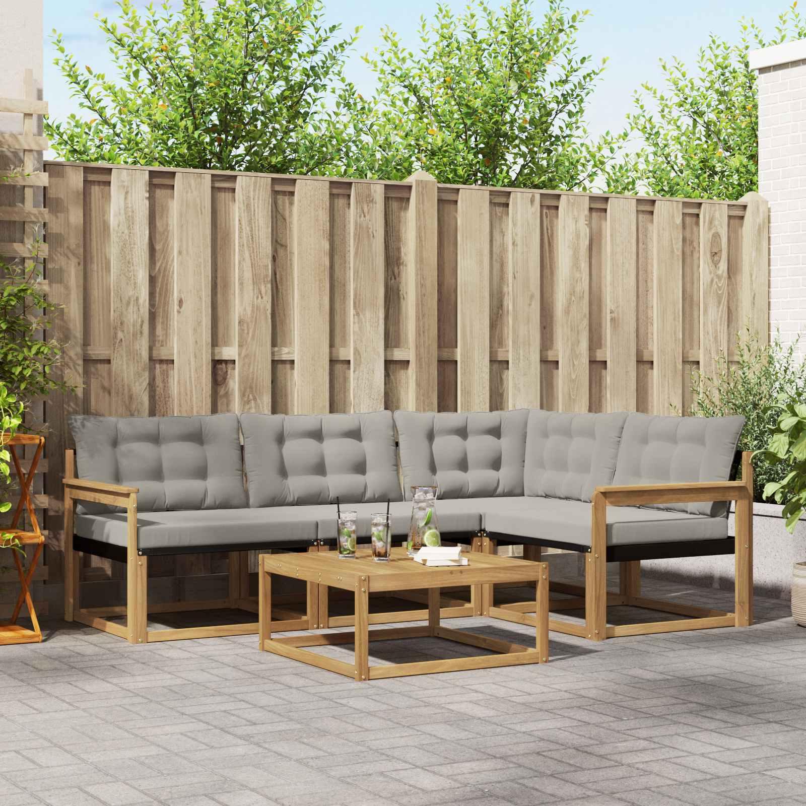 Udendørs sofagruppe 5 stk Hvid og lysegrå 79 x 79 x 37 cm billede