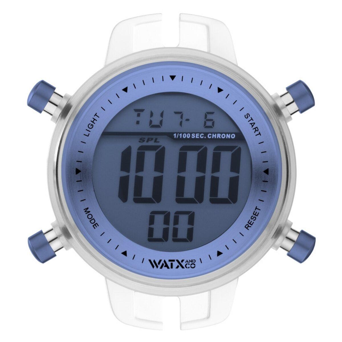 Watx & Colors RWA1091 dameur - transparent urkasse, blå detaljer, 43 mm billede