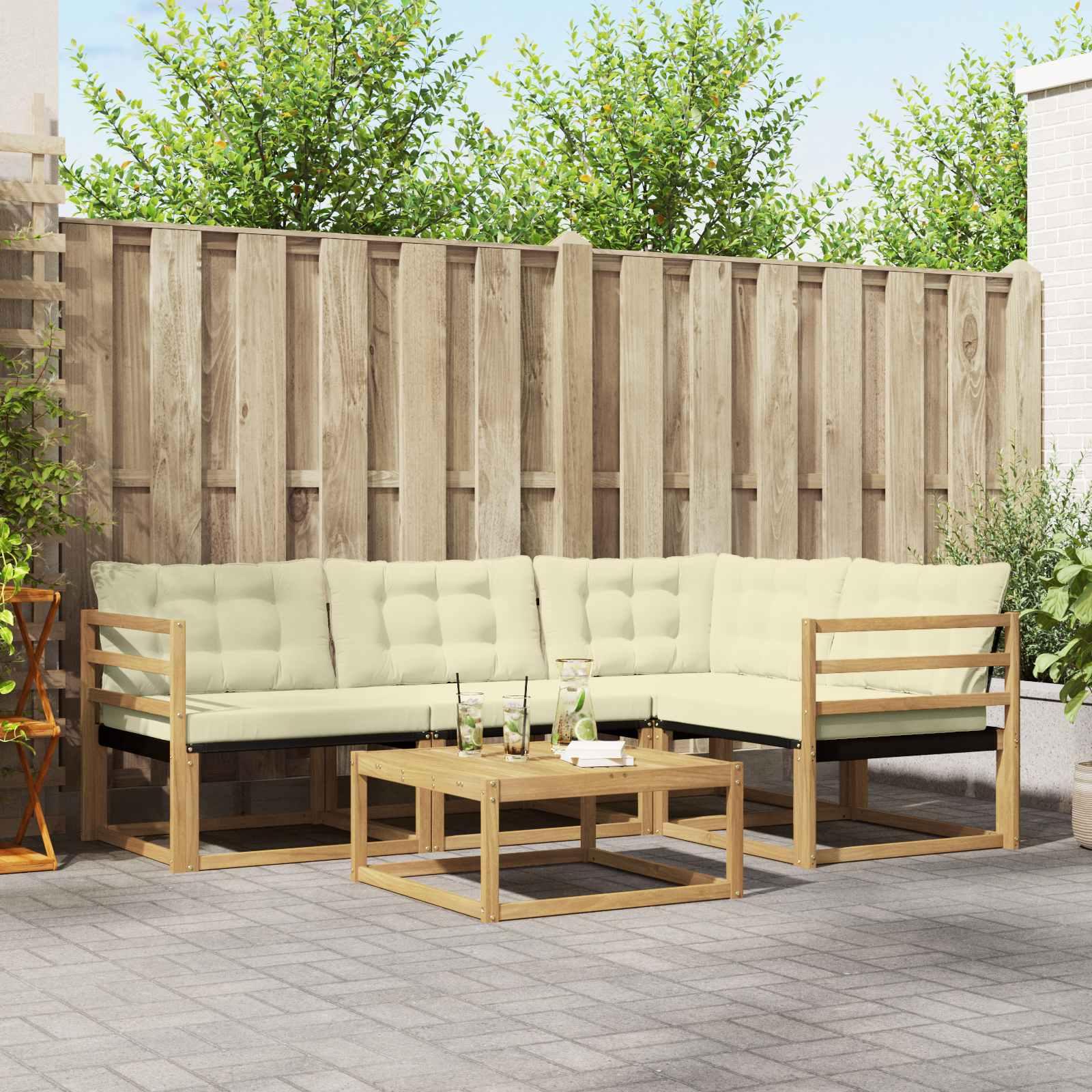 Udendørs sofagruppe 5 stk Hvid og cremefarvet 79 x 79 x 37 cm billede