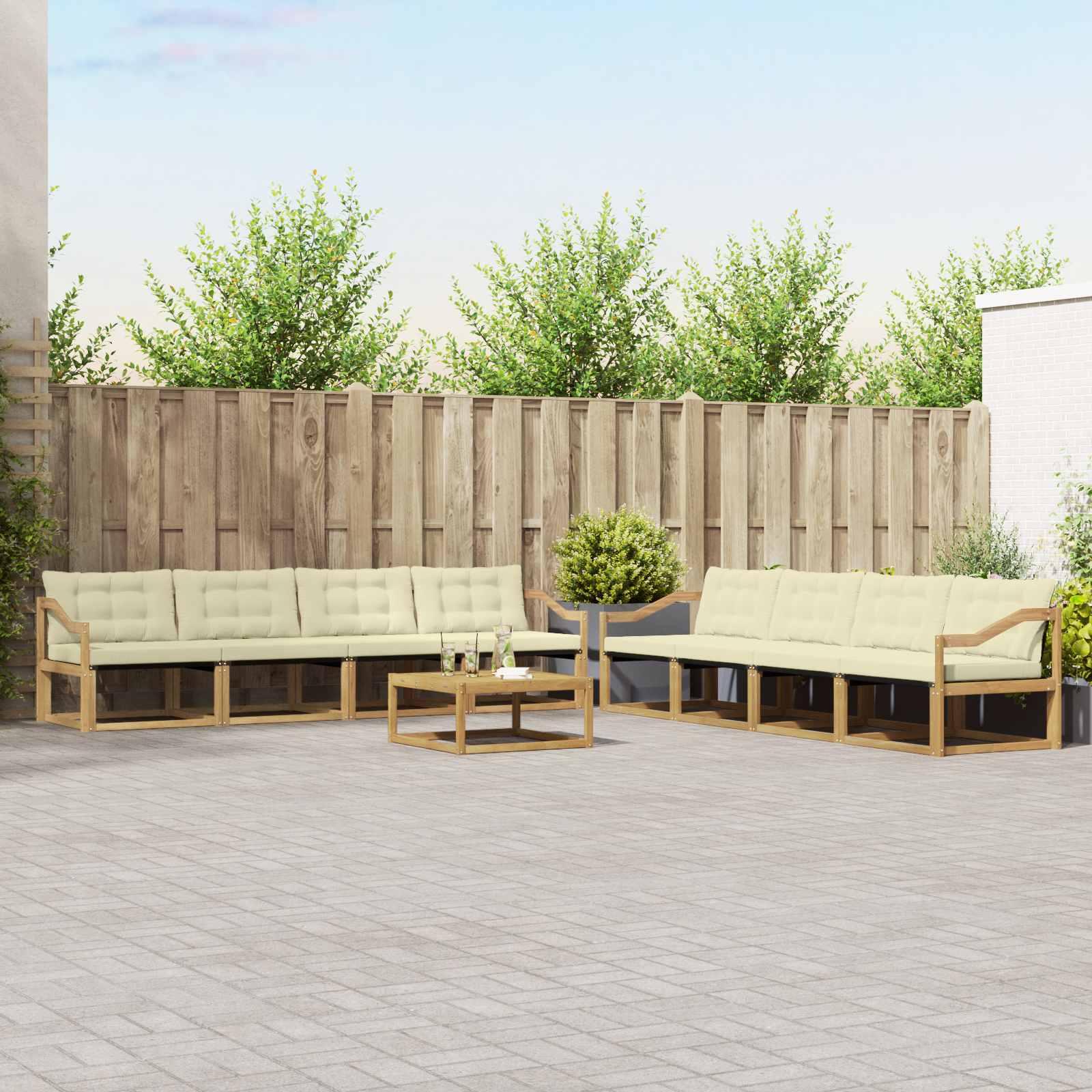 Udendørs sofagruppe 9 stk Hvid og cremefarvet 79 x 79 x 37 cm billede