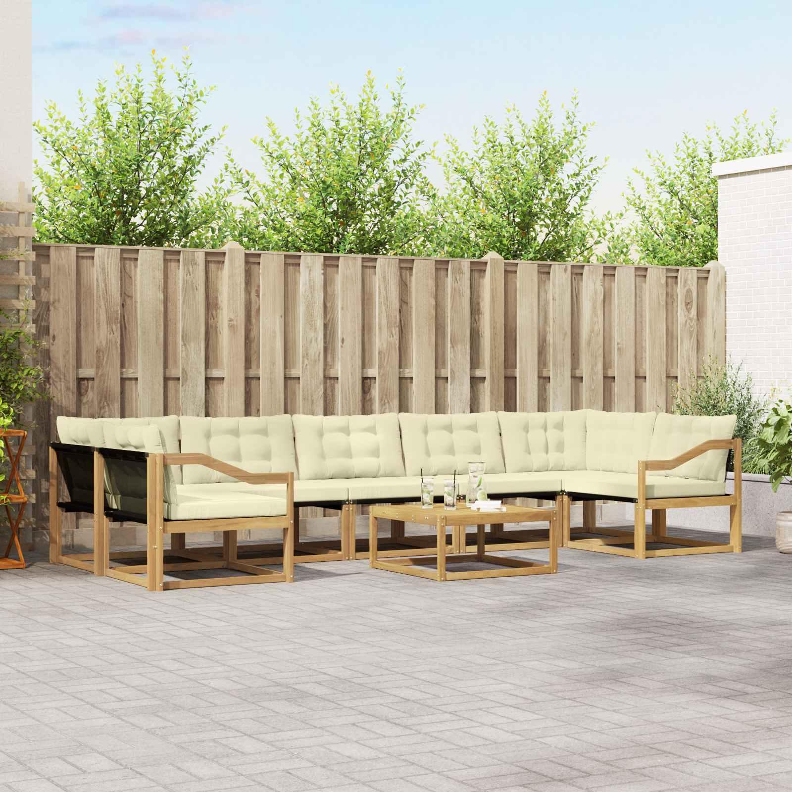 Udendørs sofagruppe 8 stk Hvid og cremefarvet 79 x 79 x 37 cm billede