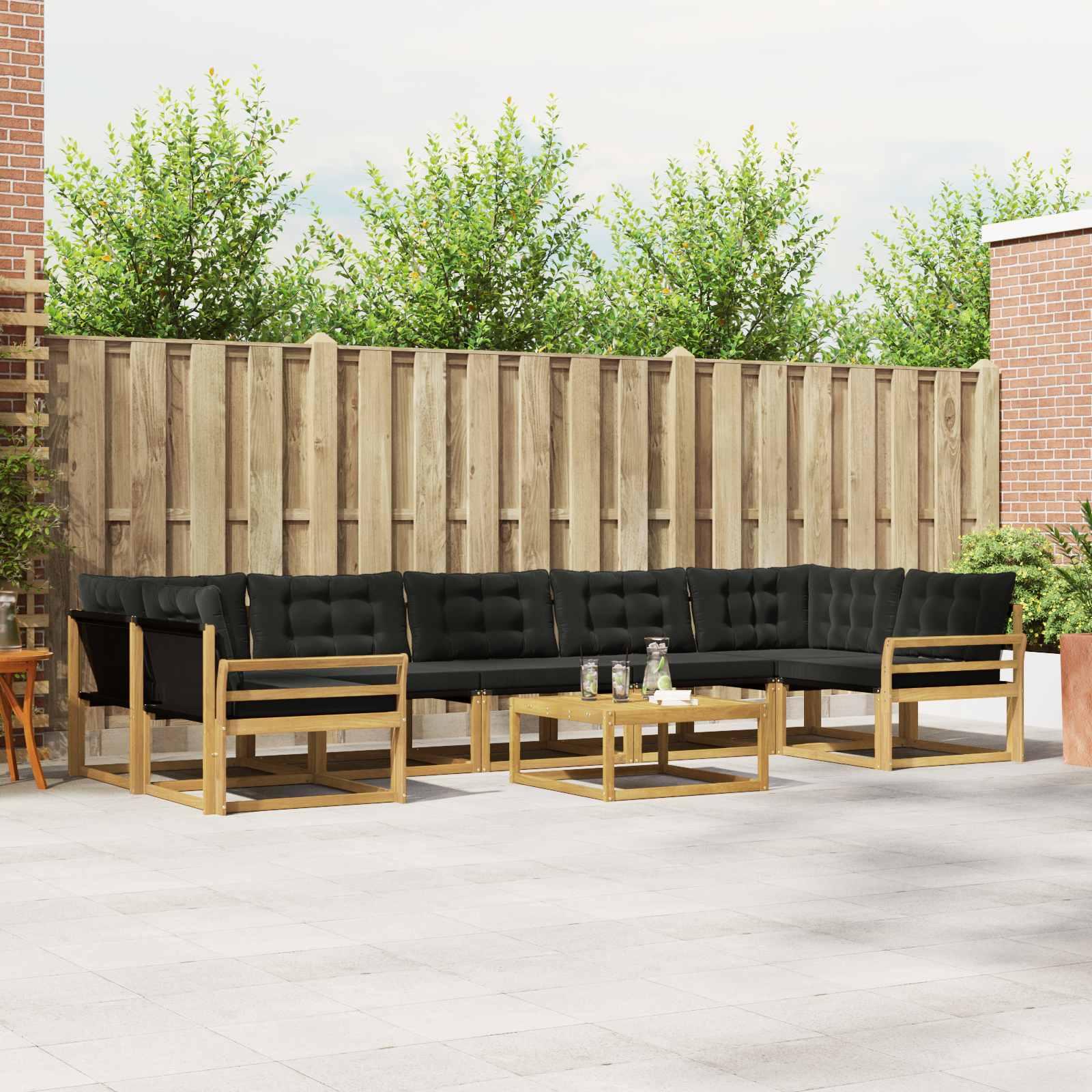 Udendørs sofagruppe 8 stk Hvid og sort 79 x 79 x 37 cm billede