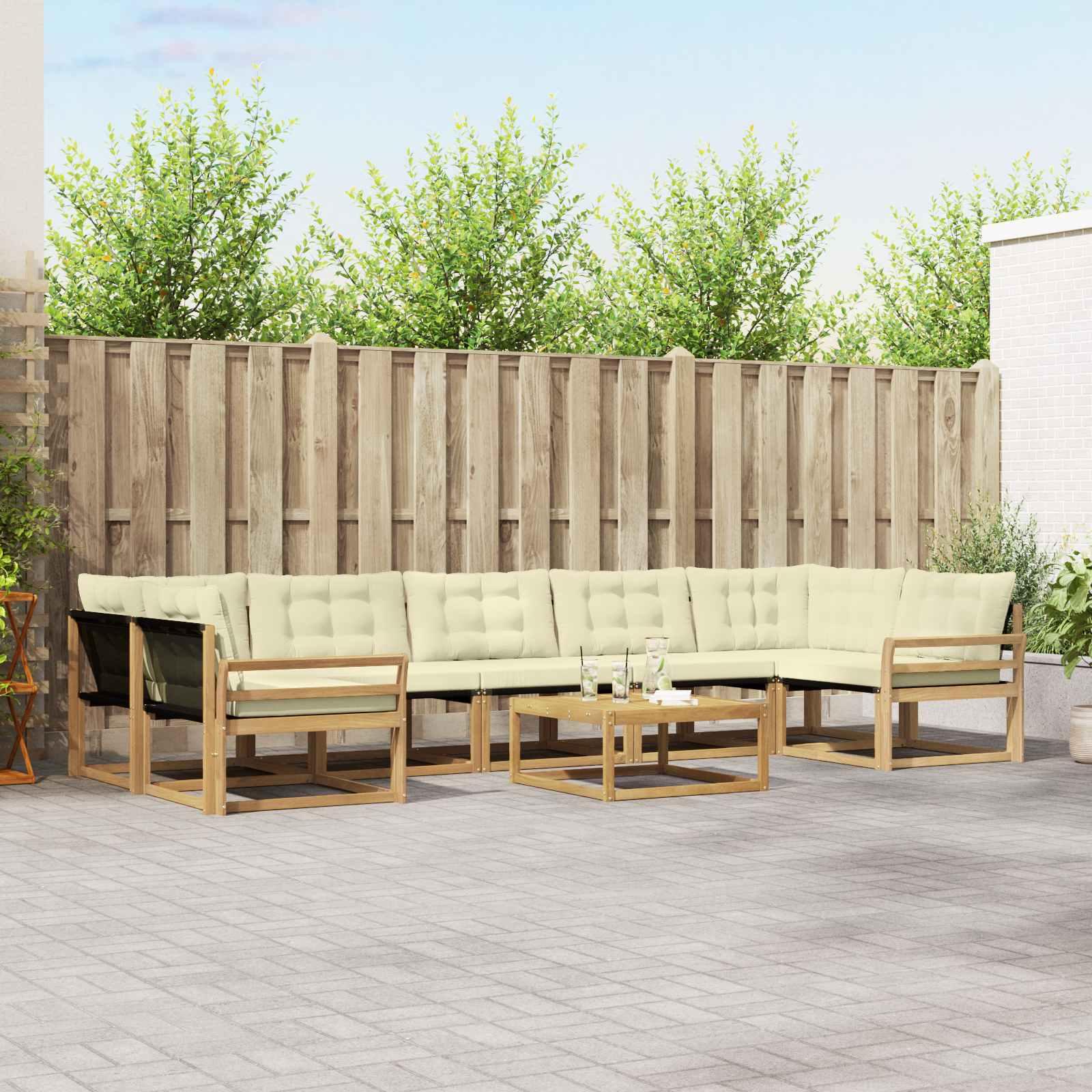 Udendørs sofagruppe 8 stk Hvid og cremefarvet 79 x 79 x 37 cm billede