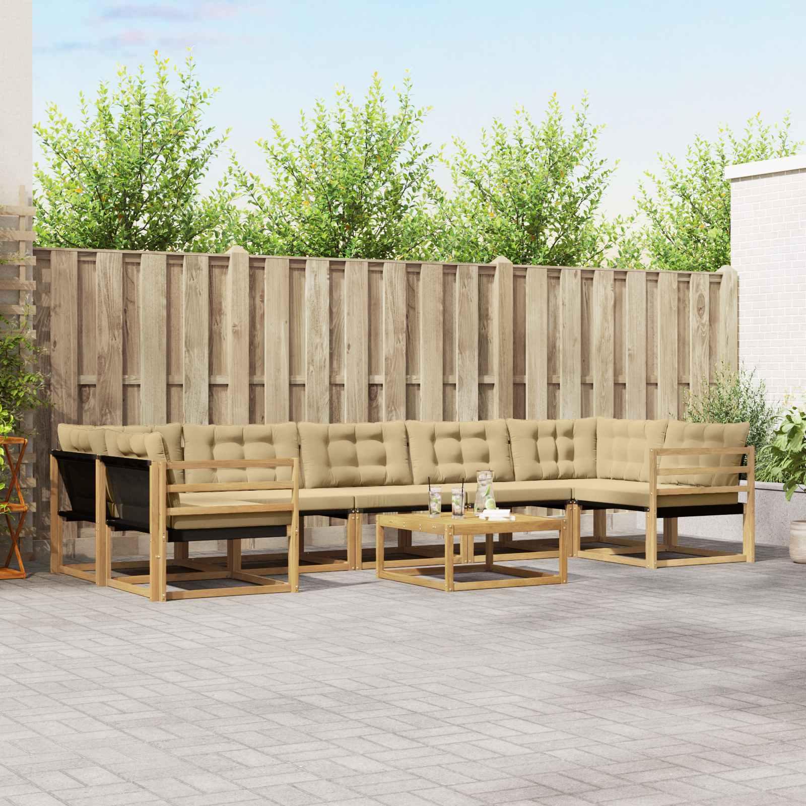 Udendørs sofagruppe 8 stk Hvid og Beige 79 x 79 x 37 cm billede