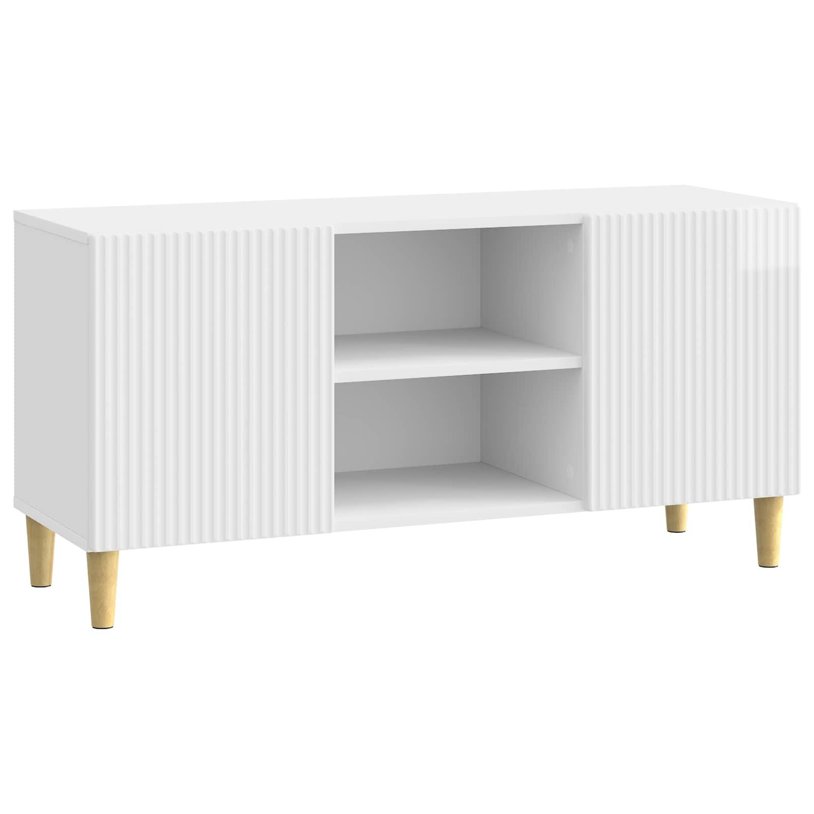 TV-skab Hvid højglans 102 x 34,5 x 50 cm Konstrueret træ billede