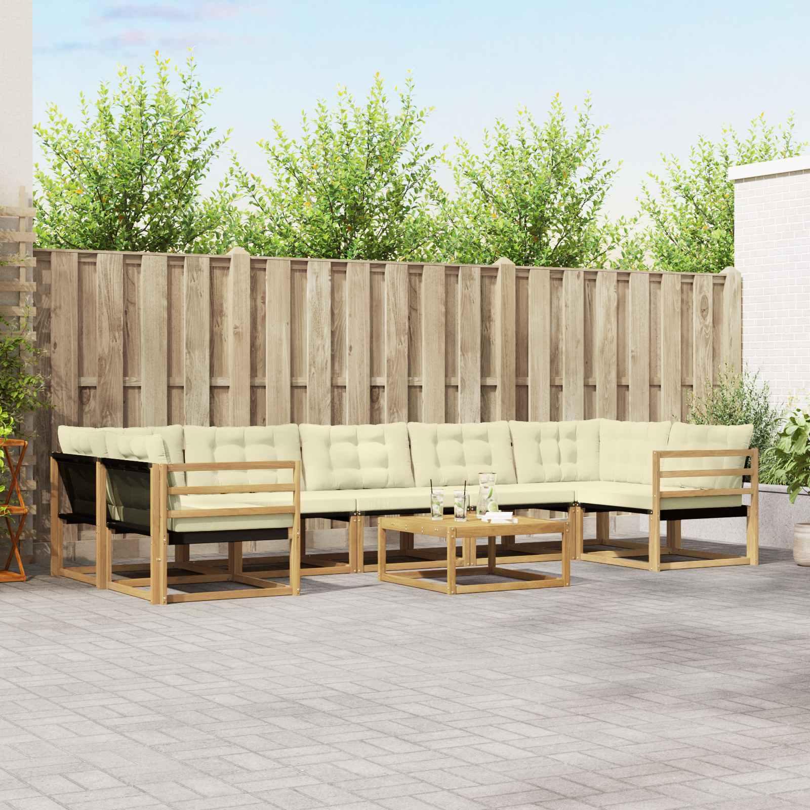 Udendørs sofagruppe 8 stk Hvid og cremefarvet 79 x 79 x 37 cm billede