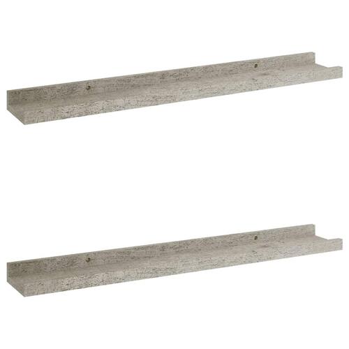 Væghylder 2 stk. 60x9x3 cm betongrå