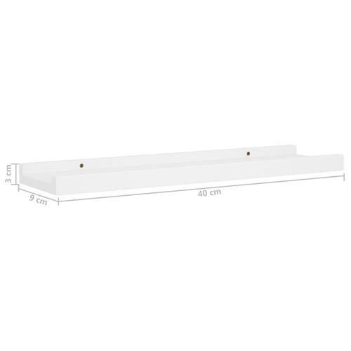 Billedhylder 2 stk. 40x9x3 cm MDF hvid