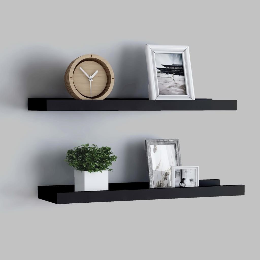 Billedhylder 2 stk. 40x9x3 cm MDF sort