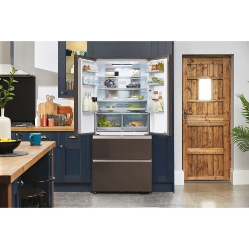 Haier FD 83 Serie 7 HB18FGSAAA fritstående køl/frys 539 l – sølv/titanium, franske døre