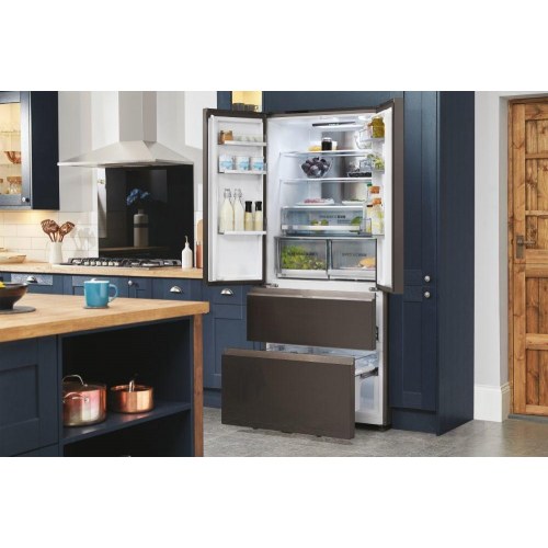 Haier FD 83 Serie 7 HB18FGSAAA fritstående køl/frys 539 l – sølv/titanium, franske døre