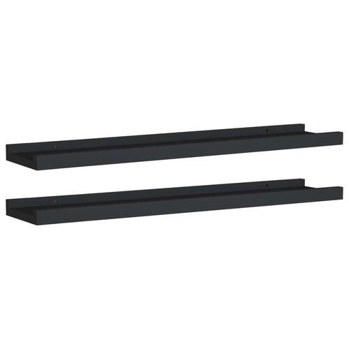 Billedhylder 2 stk. 60x9x3 cm MDF sort