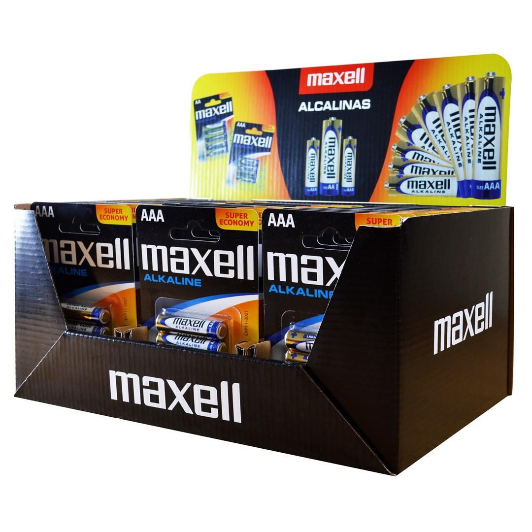 Maxell Alkaline LR03 AAA - 4‑pak display (30 blister/120 batterier) billede