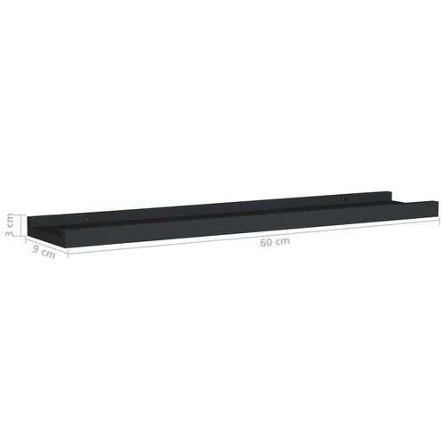 Billedhylder 2 stk. 60x9x3 cm MDF sort