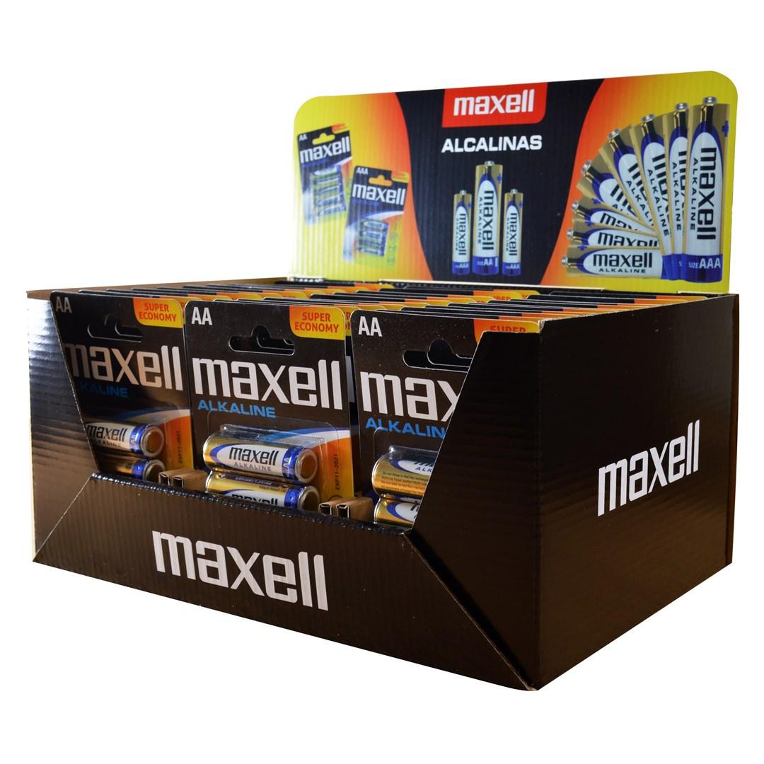 Maxell Alkaline LR6 AA - Display med 30 blisterpakker (120 batterier) billede