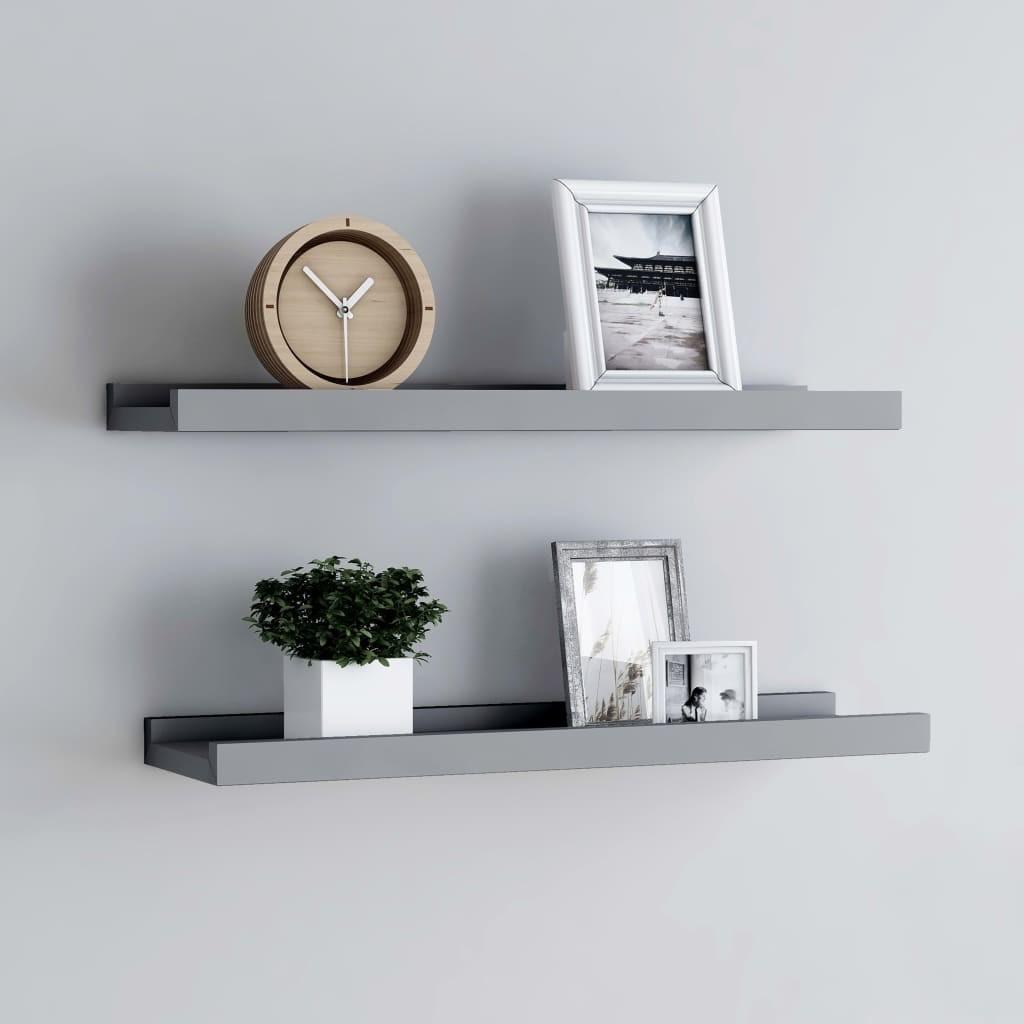 Gallerihylder 2 stk. 60x9x3 cm MDF grå