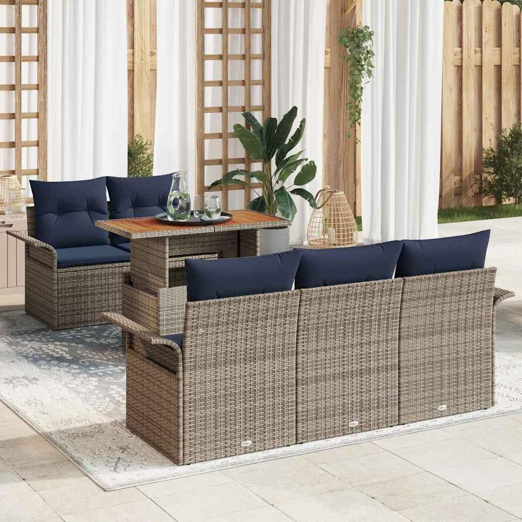Havesofa Sæt med opbevaring 6 stk Grå Poly rattan billede