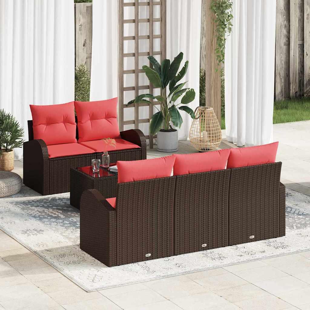 Sofa Sæt med pude 6 stk Brun Polyester billede