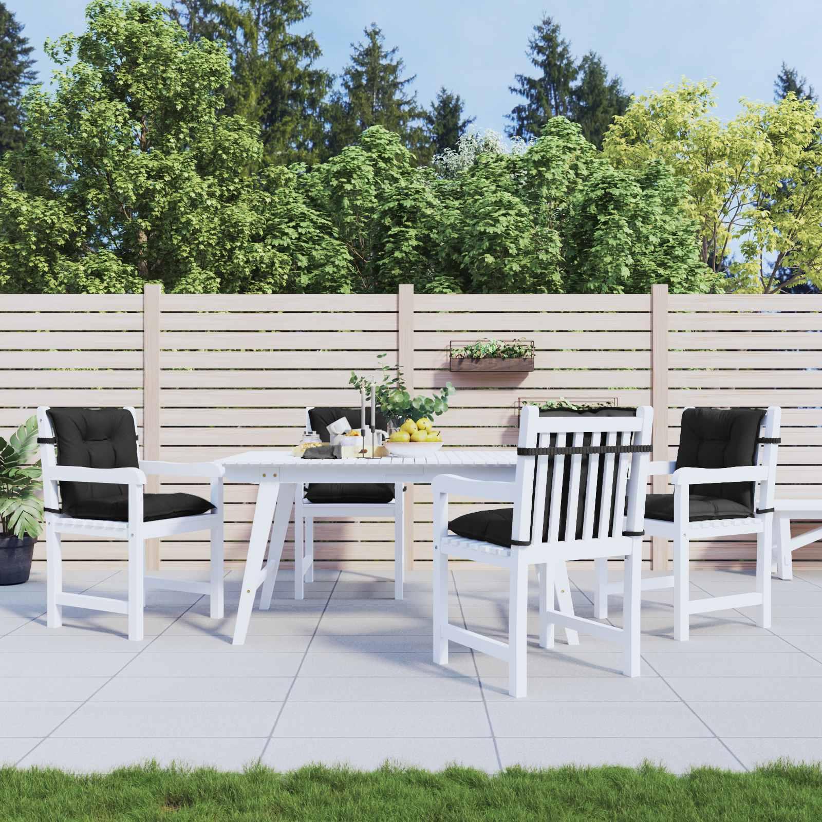 Lavrygget Stolepuder Sæt 4 stk Melange Sort 100 x 50 x 7 cm billede