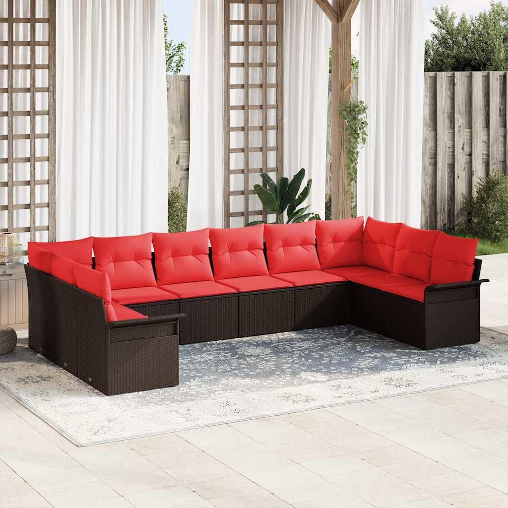 Havesofa Sæt med opbevaring 10 stk Beige polyrattan billede