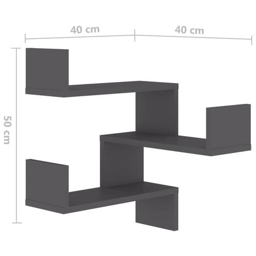 Væghængt hjørnehylde 40x40x50 cm konstrueret træ betongrå