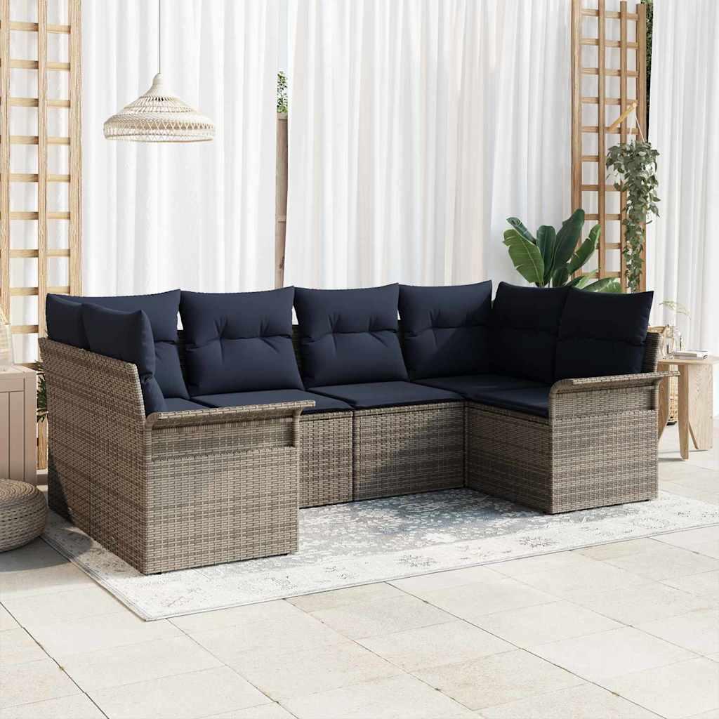 Havesofa Sæt med opbevaring 6 stk Grå Poly rattan billede