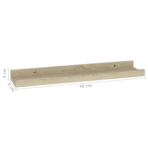 Væghylder 2 stk. 40x9x3 cm sonoma-eg