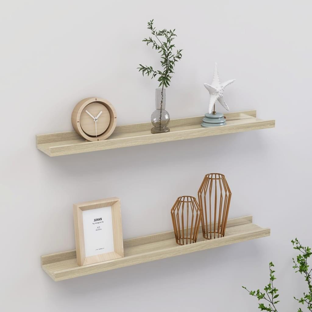 Væghylder 2 stk. 60x9x3 cm sonoma-eg