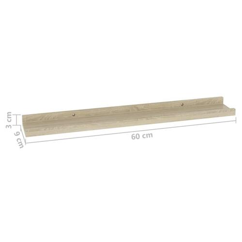 Væghylder 2 stk. 60x9x3 cm sonoma-eg