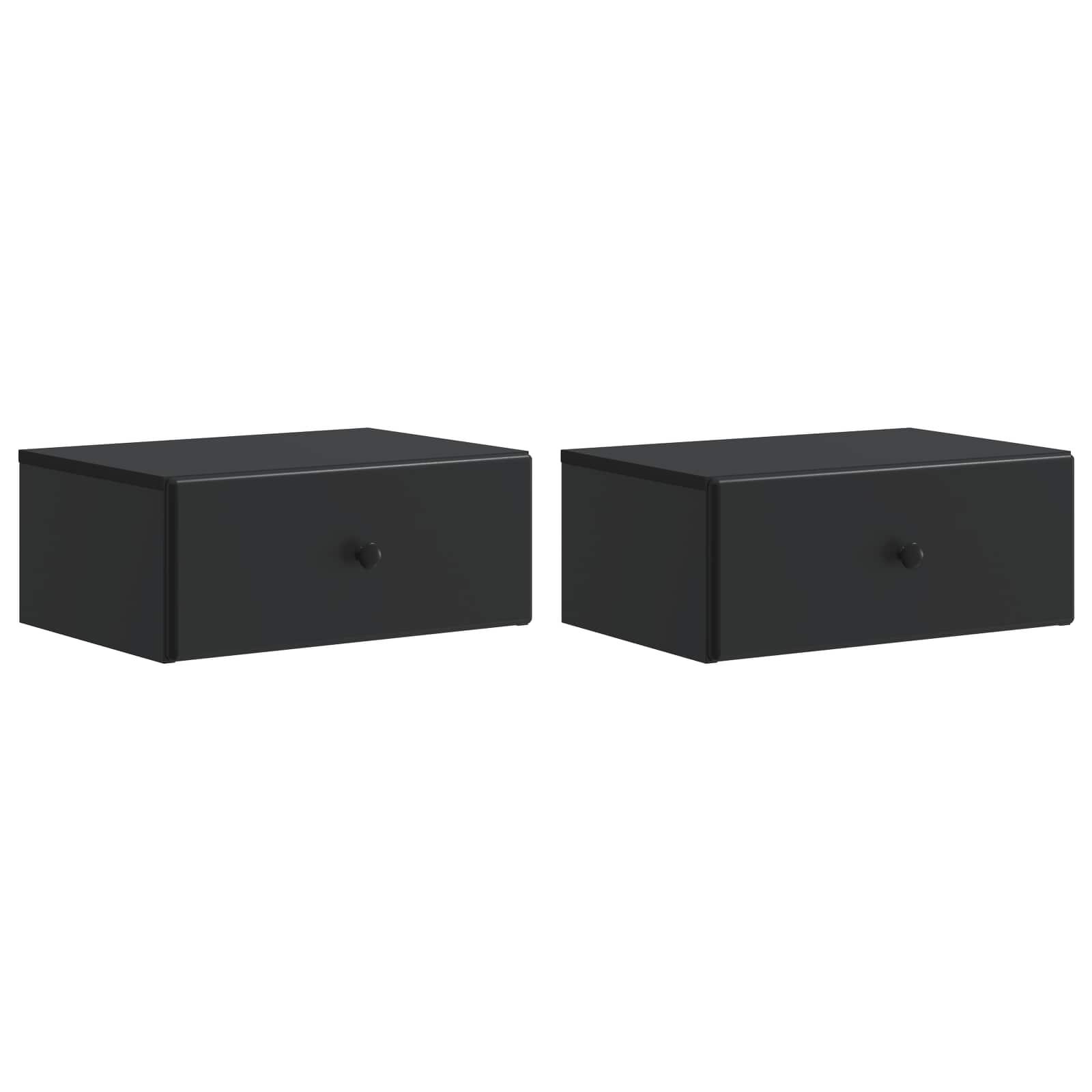 Væghængt Natbord 2 stk Sort 49 x 34,5 x 20 cm Konstrueret træ billede