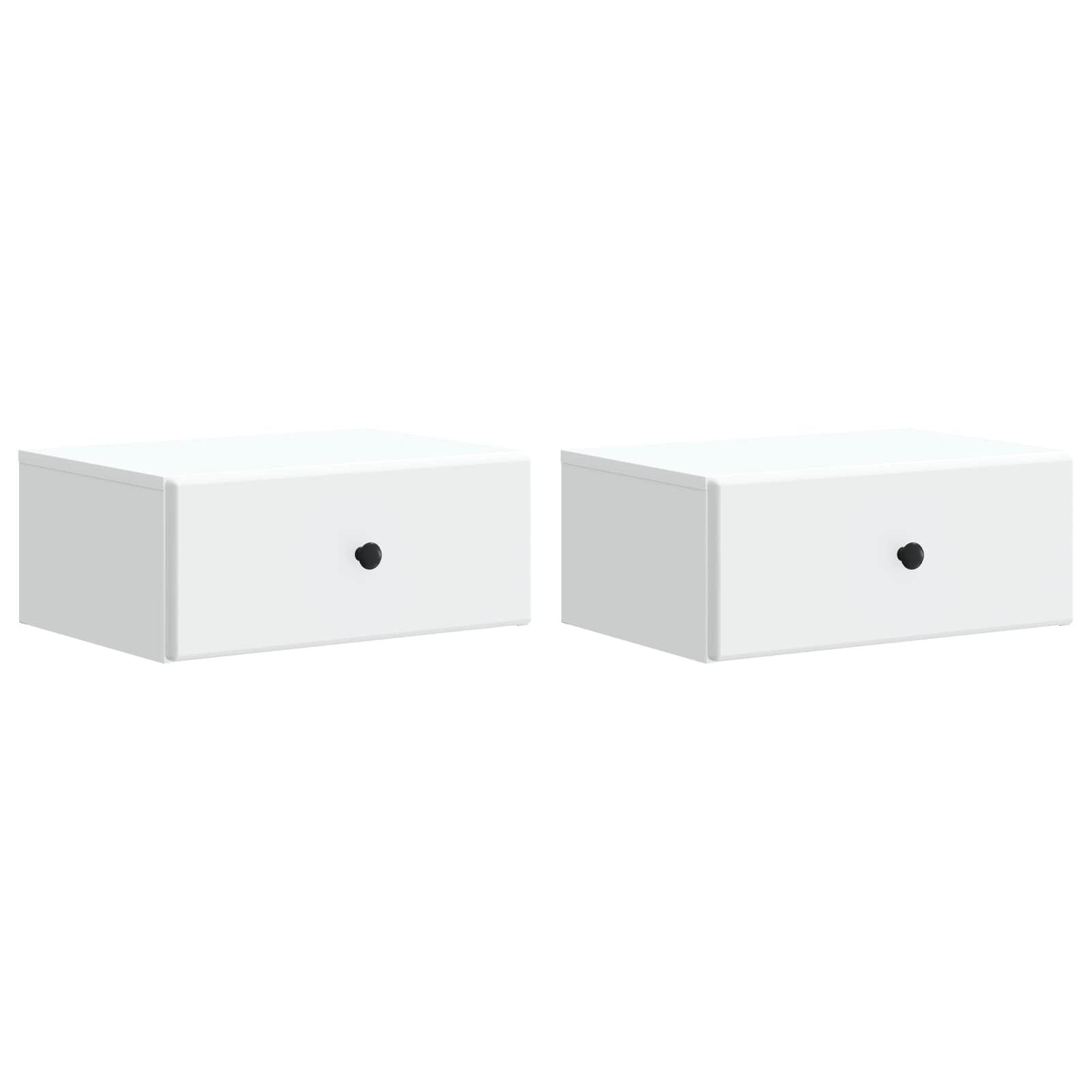 Væghængt Natbord 2 stk Hvid 49 x 34,5 x 20 cm Konstrueret træ billede