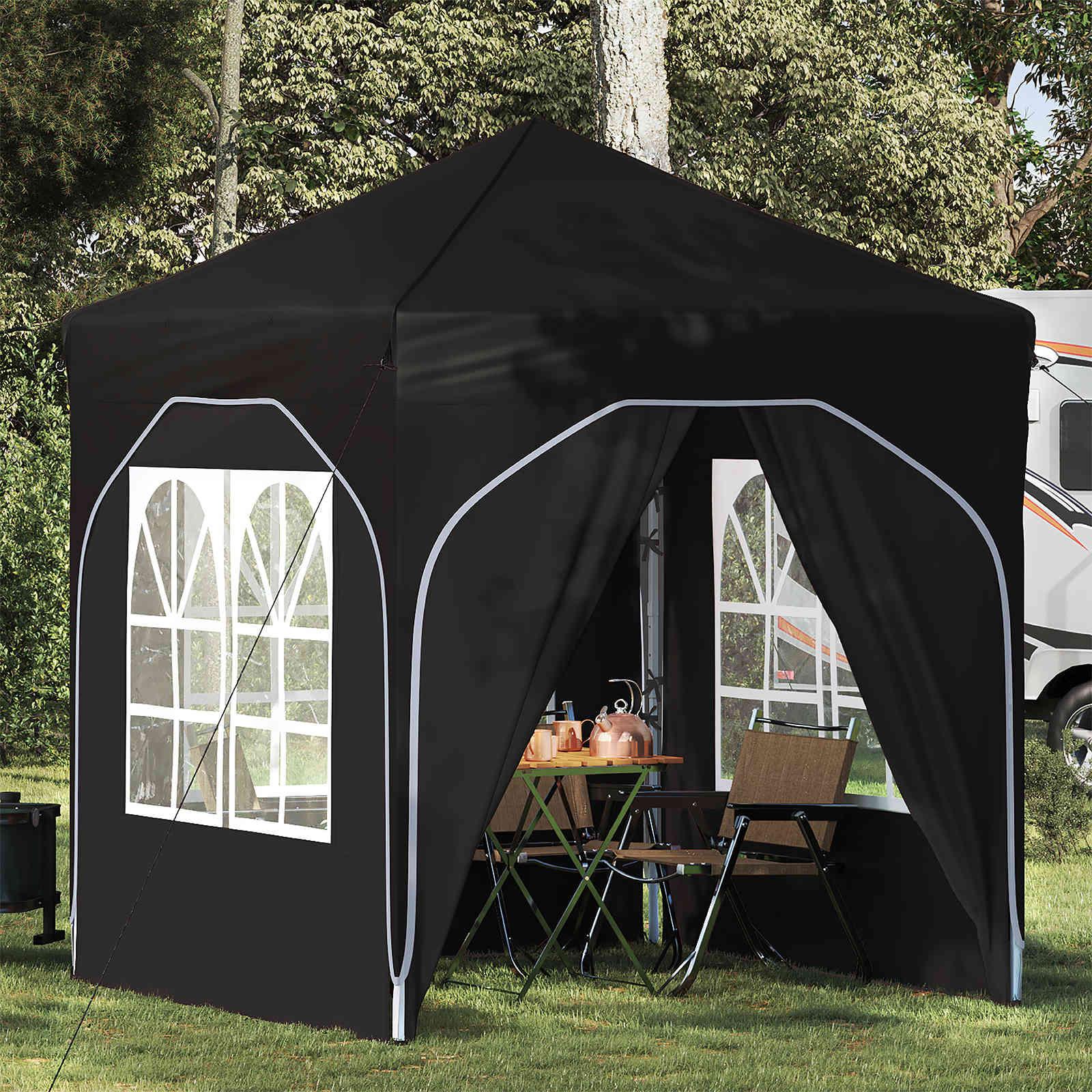 Pop-up festtelt 192 × 192 × 245 cm - sort, højdejusterbart billede