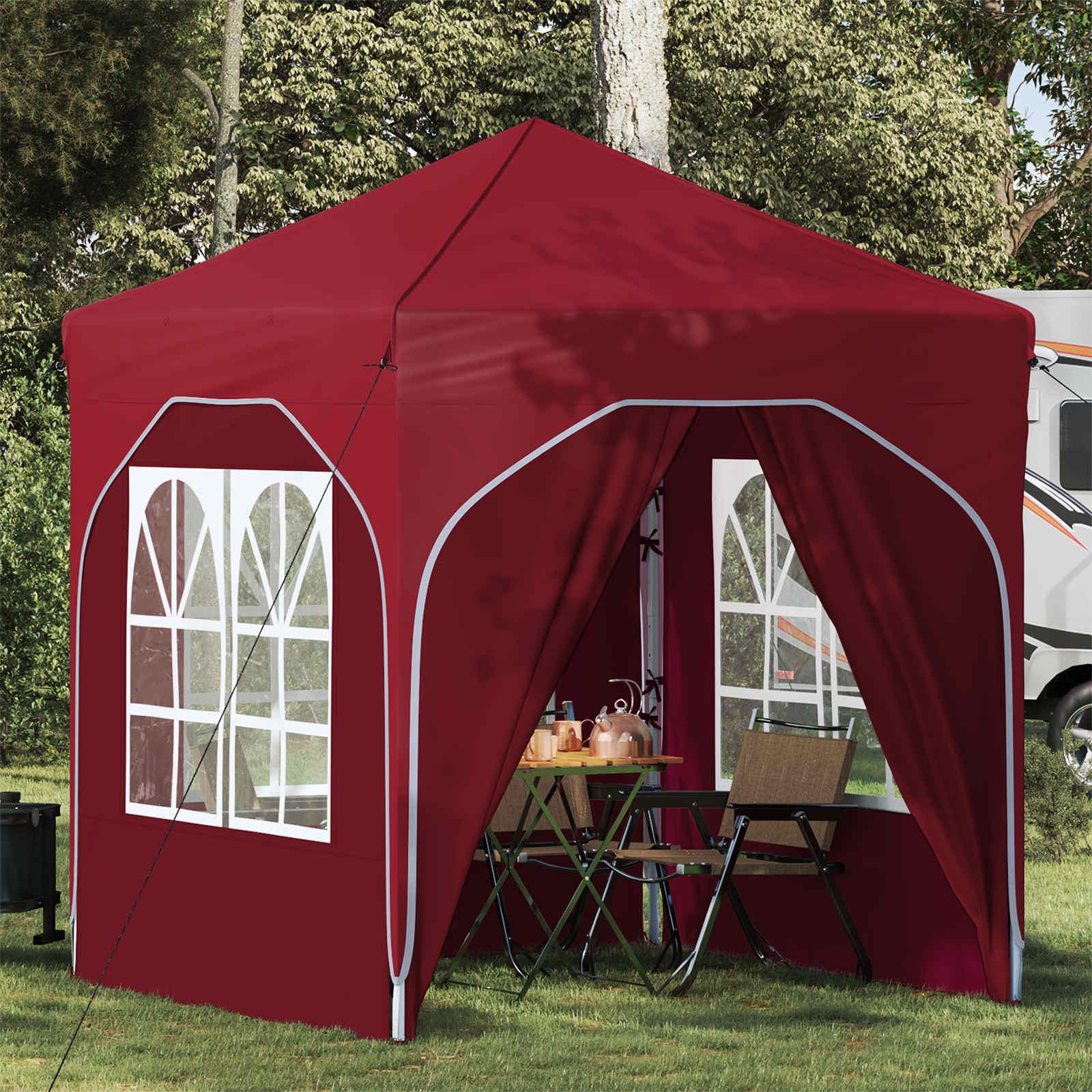 Pop-up festtelt 192 × 192 × 245 cm - bordeaux, højdejusterbart billede