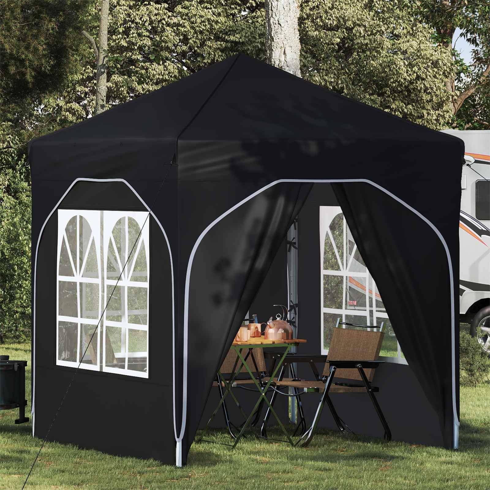 Pop-up festtelt 192 × 192 × 245 cm - antracit, højdejusterbart billede