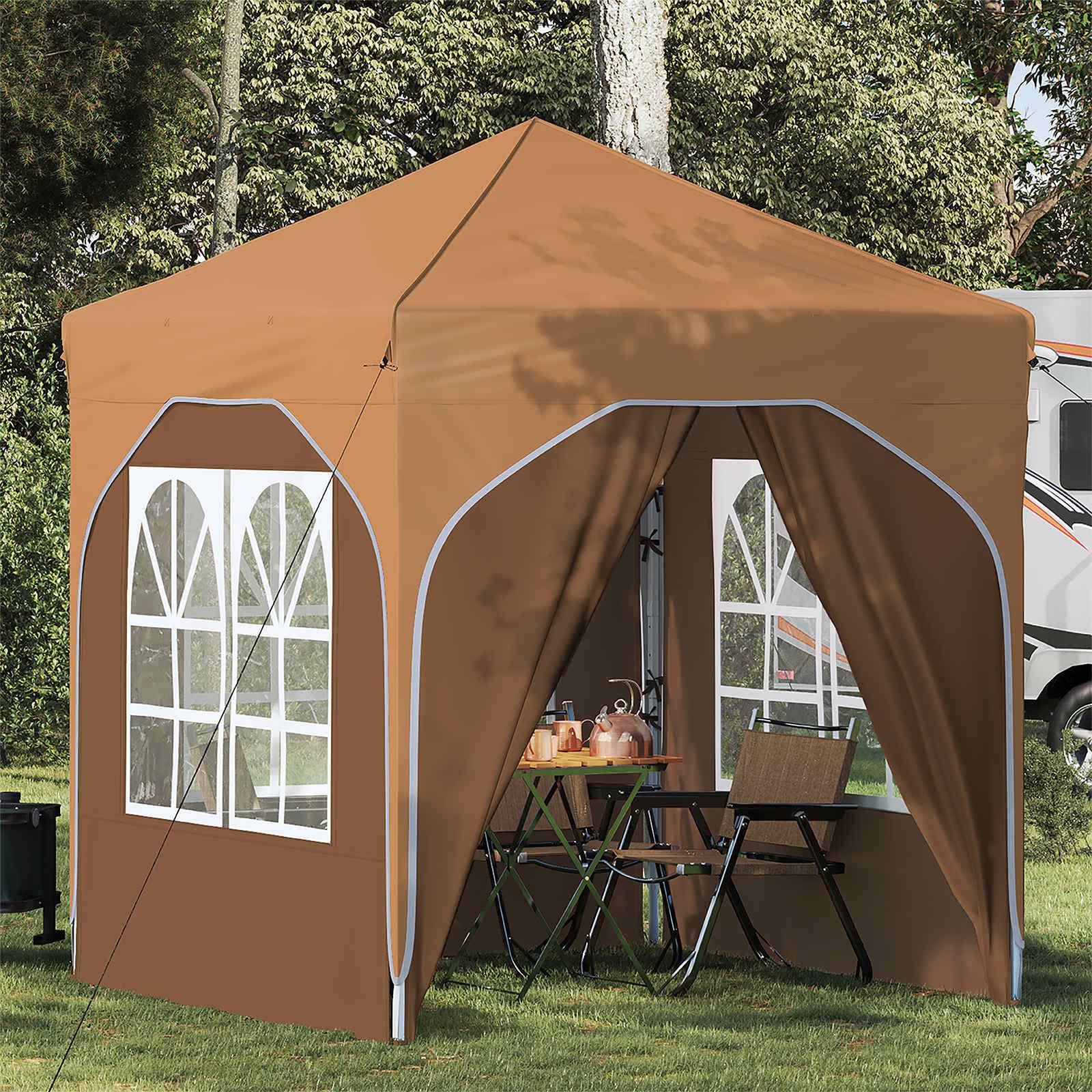 Pop-up festtelt 192 × 192 × 245 cm - beige, højdejusterbart udendørs telt billede