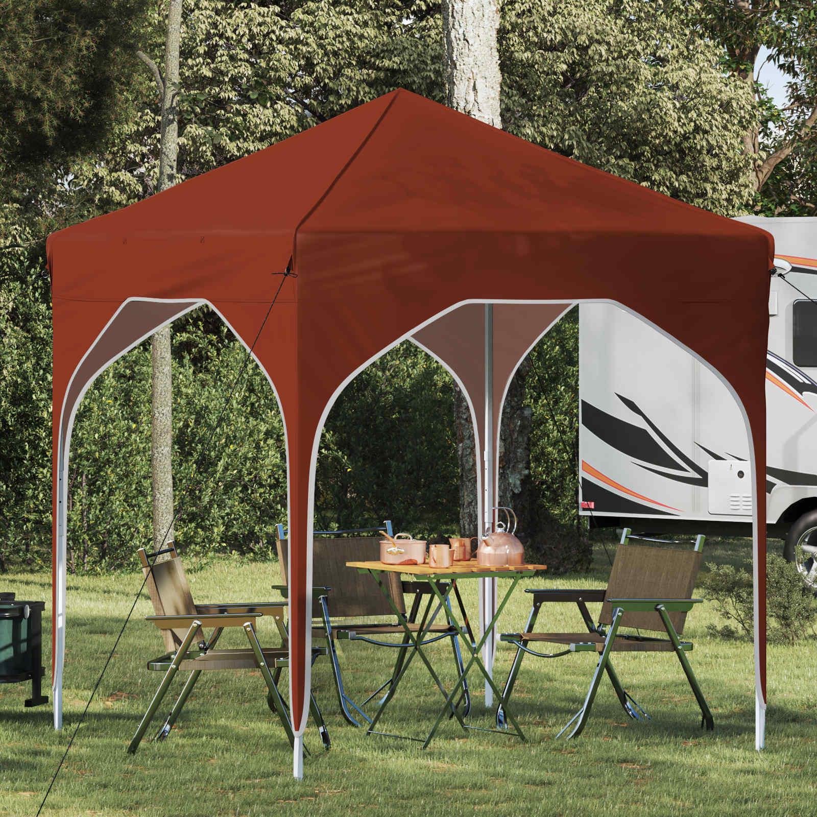 Pop-up Festtelt 194 x 194 x 245 cm Terrakotta billede