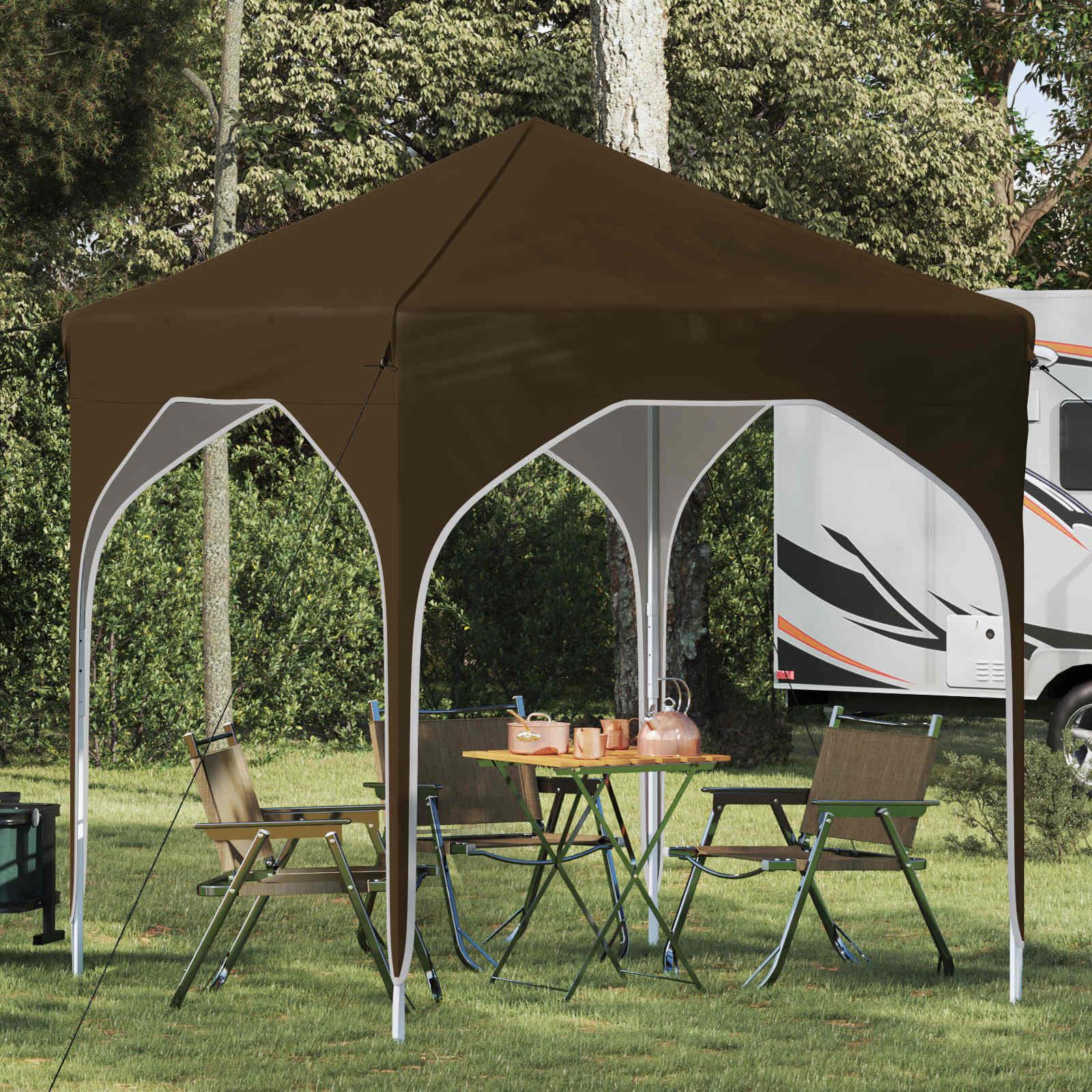 Pop-up Festtelt 194 x 194 x 245 cm Gråbrun billede