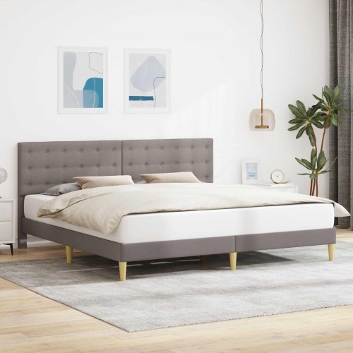Sengestel med hovedgærde i stof - gråbrun, 200 × 200 cm