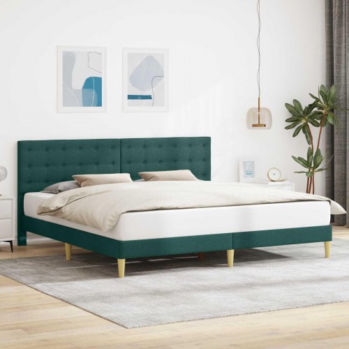 Sengestel med hovedgærde i stof - mørkegrøn 200 × 200 cm