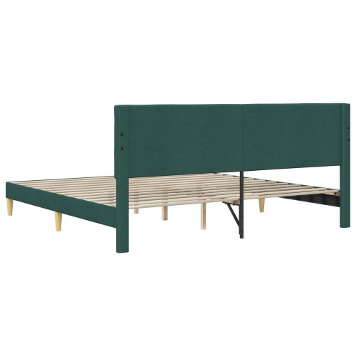 Sengestel med hovedgærde i stof - mørkegrøn 200 × 200 cm