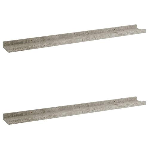 Væghylder 2 stk. 80x9x3 cm betongrå
