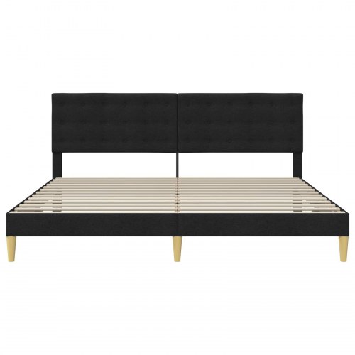 Sengestel med hovedgærde - sort stof, 200 x 200 cm