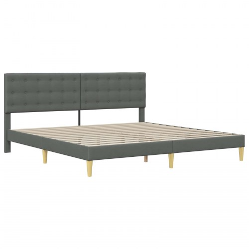 Sengestel med hovedgærde i stof - mørkegrå 200 x 200 cm