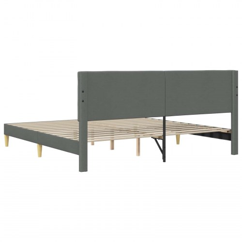 Sengestel med hovedgærde i stof - mørkegrå 200 x 200 cm