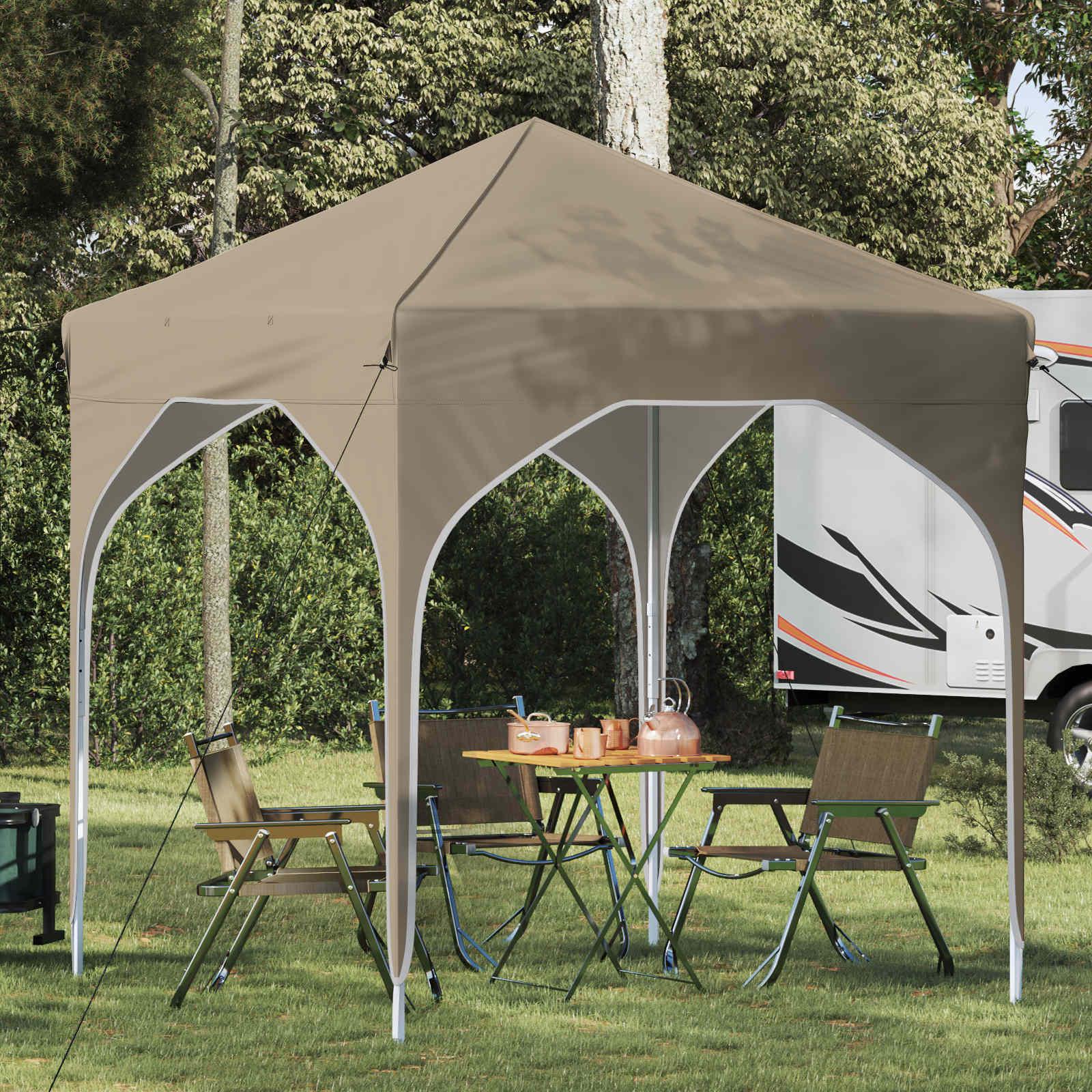 Pop-up Festtelt 194 x 194 x 245 cm Cremefarvet billede