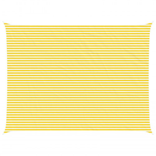 Solsejl 8 x 6 m - gul/hvid stribet, 100% polyester oxford