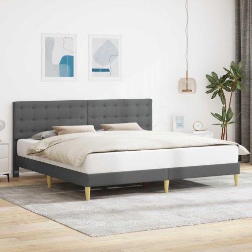 Sengestel med hovedgærde - mørkegrå stof 180 x 200 cm