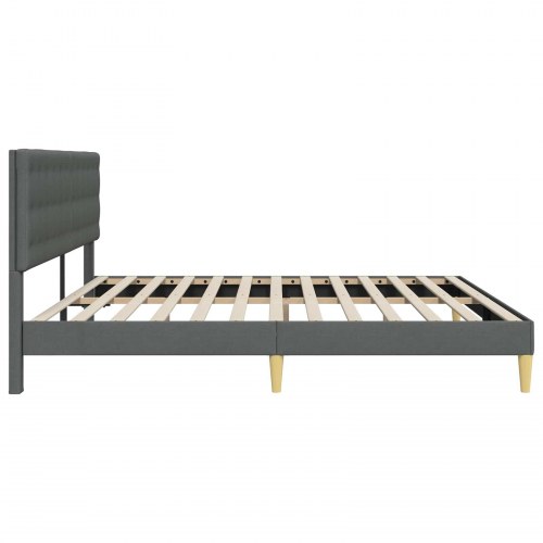 Sengestel med hovedgærde - mørkegrå stof 180 x 200 cm