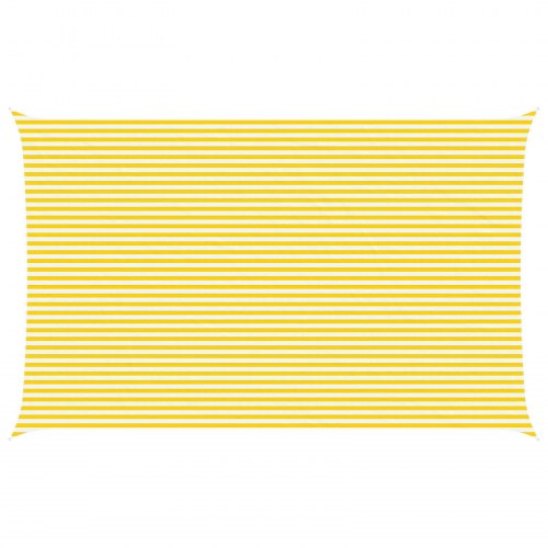 Solsejl 8 x 5 m - gul/hvid stribet, vandafvisende polyester oxford